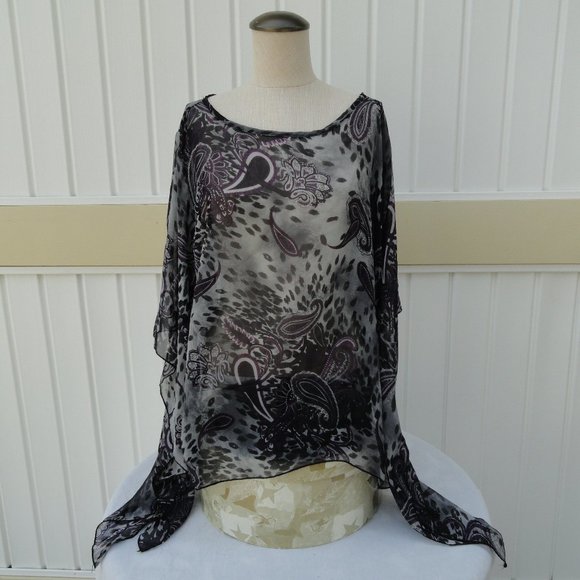 Uptown Vibe Bat Sleeve Blouse Purple Black Size 2X - Picture 2 of 7